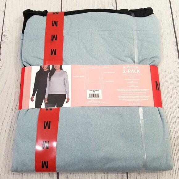 Lukka Lux Womens Long Sleeve Moisture Wicking Tee Sz Medium 2 Pack Blue/Black - Picture 3 of 4